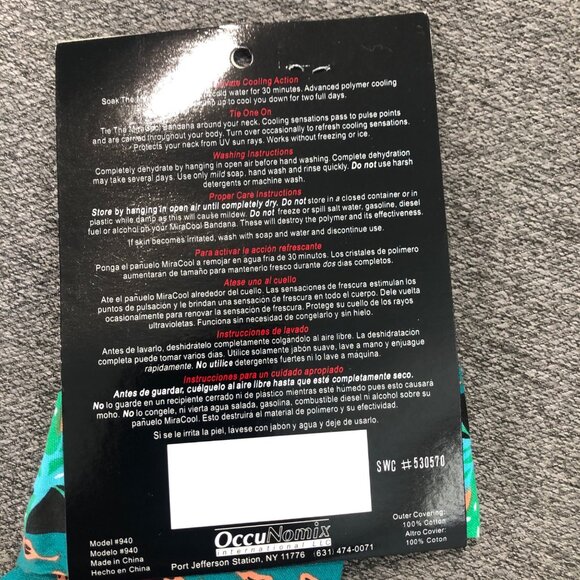 MiraCool Bandana Reusable Cooling Scarf Teal Peach Southwest Design - Picture 3 of 3